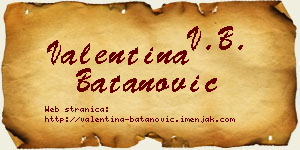 Valentina Batanović vizit kartica
